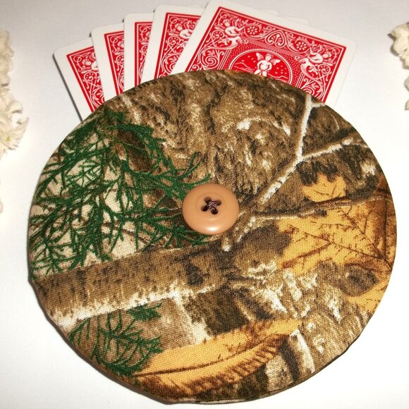 Playing Card Holder Gift Idea Deer Fabric Handmade Camo Man Hunting Boy Hunt PC8 - Picture 2 of 3